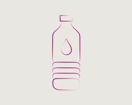 Ikona láhve s vodou pro dostatečný příjem nealkoholických tekutin jako prevence trombózy
